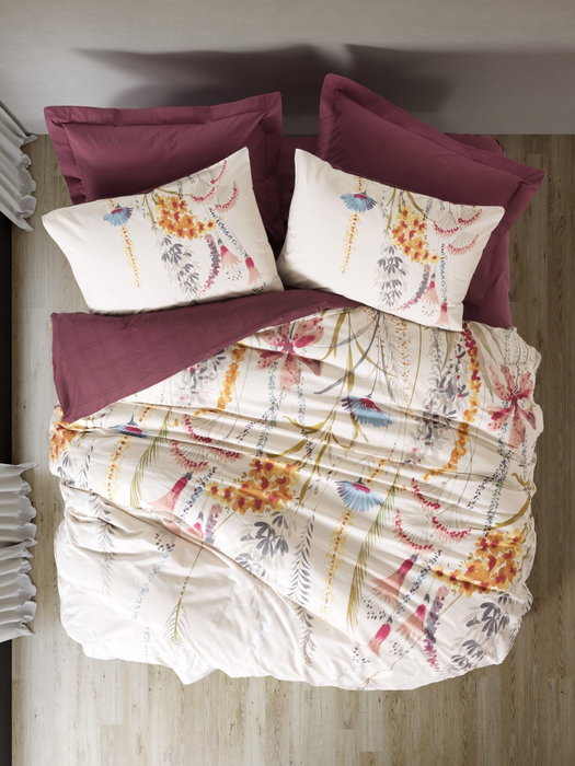 L'essentiel linge de maison Juego de funda de edredón Ranforce Claret Red L'essentiel linge de maison Juego de funda de edredón Ranforce Claret Red